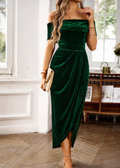 Velvet Off-the-shoulder Cocktail Dress