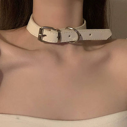 Leather Neck Choker in Gothic Punk Style