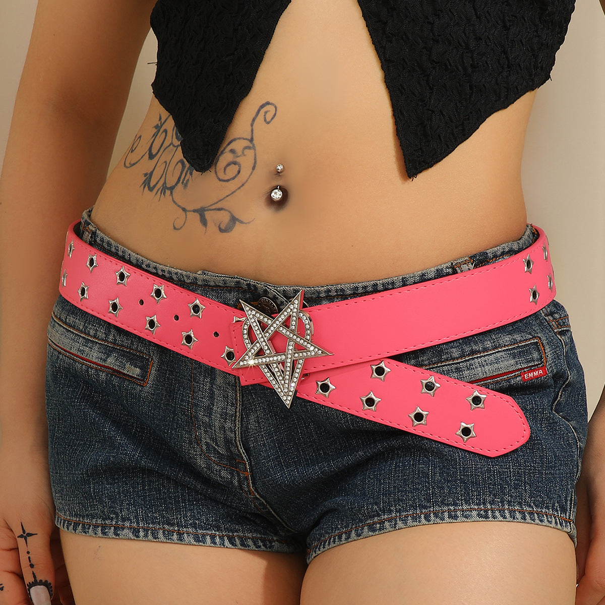 Punk Star Rhinestone Studded Hollow Belt Secondary image