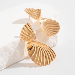 Irregular Liquid Metal Ruched Geometric Thread Earrings