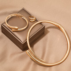 3 Piece Heavy Geometric Bracelet, Ring & Necklace Set