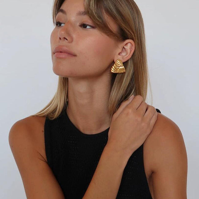 Feathered Ruched Triangle Earrings Main image