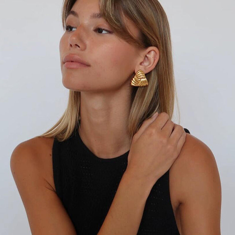 Feathered Ruched Triangle Earrings Main image