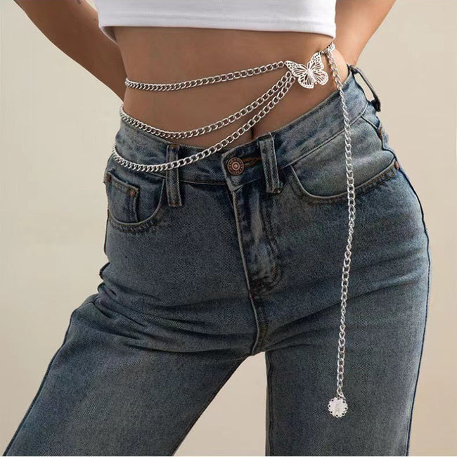 Layered Metal Butterfly Waist Chain Main image