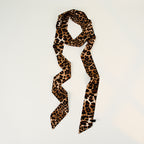Leopard Print Skinny Long Neck Tie Ribbon Scarf