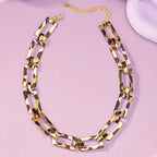Punk Leopard Print Chunky Chain Choker Necklace