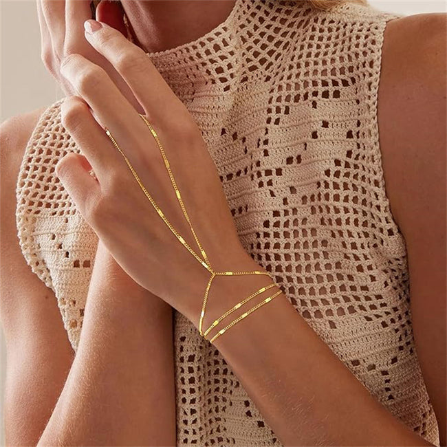 Simple Bead Accent Layered Finger Bracelet Main image