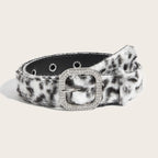 Leopard Soft Fabric Faux Fur Wide Belt