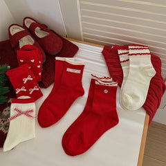 Bow Slouchy Mid-Calf Cute   Christmas Socks