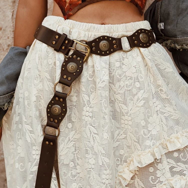 Cowboy Style Brown Studded Waist Belt Main image
