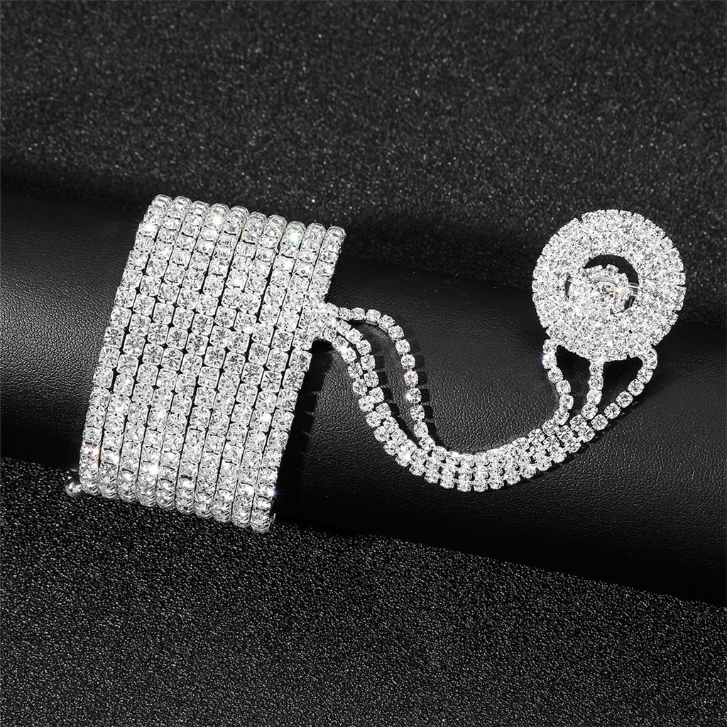 Multi Layer Rhinestone Stretch Finger Bracelet