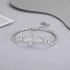 Sparkly Full Zircon Cross Titanium Steel Fadeless Chain Bracelet