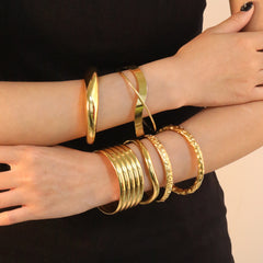 Vintage Geometric Open Bangle Bracelet