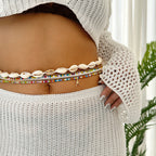 Boho Beaded Shell Starfish Layered Waist Chain