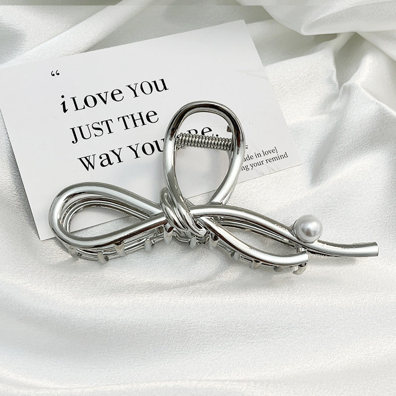 Premium Bow Metallic Large Hair Claw