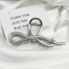 Premium Bow Metallic Large Hair Claw