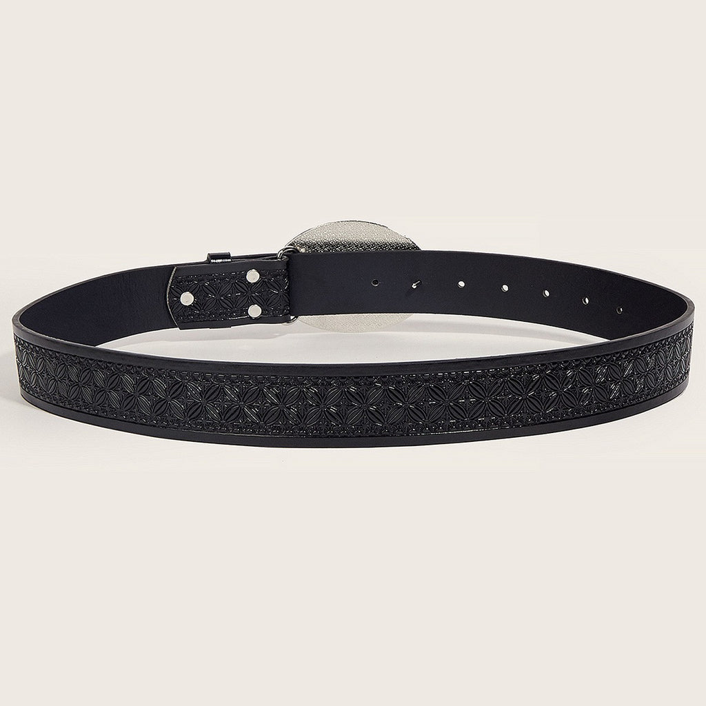 Vintage Horse Buckle Faux Leather Belt