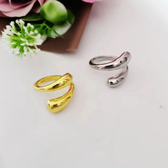 Glossy Teardrop Adjustable Open Wrap Ring