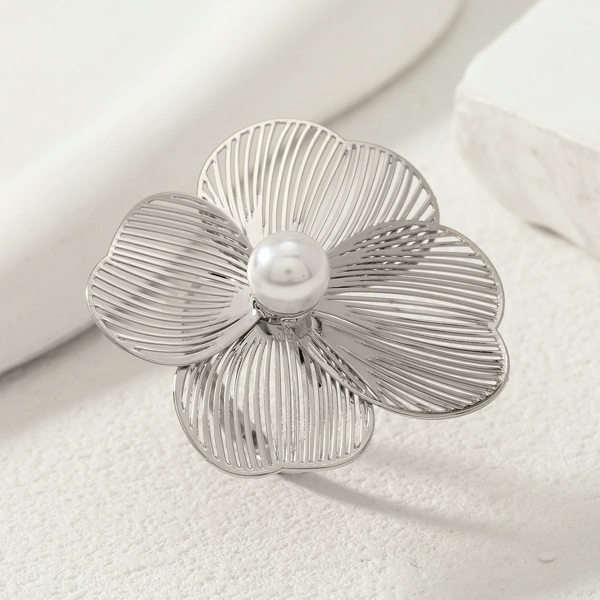 3 Piece Flower Pearl Earrings & Necklace Set