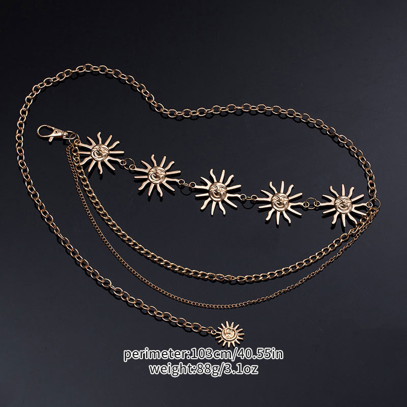 Adjustable Sunflower Moon Metal Waist Chain