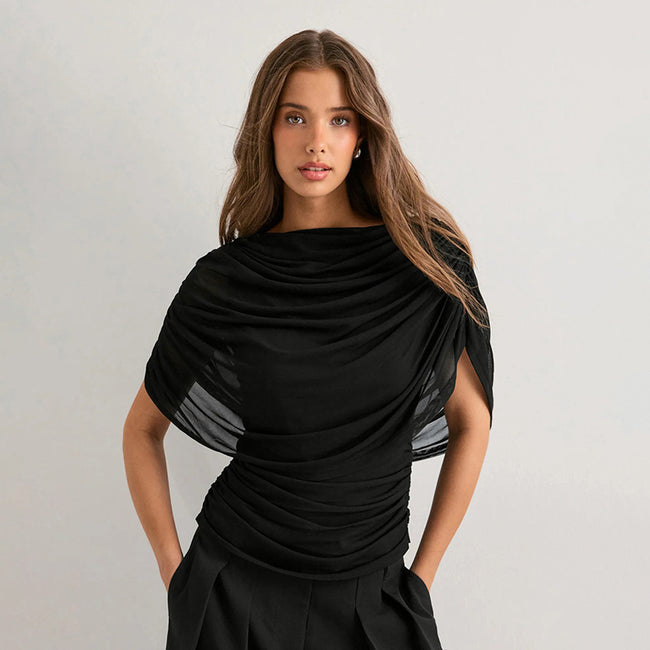 Scarf Neck Draped Sleeveless Bodycon Cropped Tee Main image