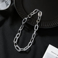 Chunky Curb Chain Crystal Accent Collar Necklace