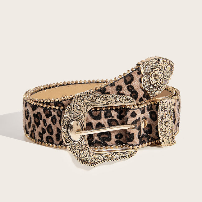 Vintage Animal Print Statement Buckle Belt Main image