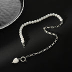 Crystal Heart Pearl Bead Choker Necklace