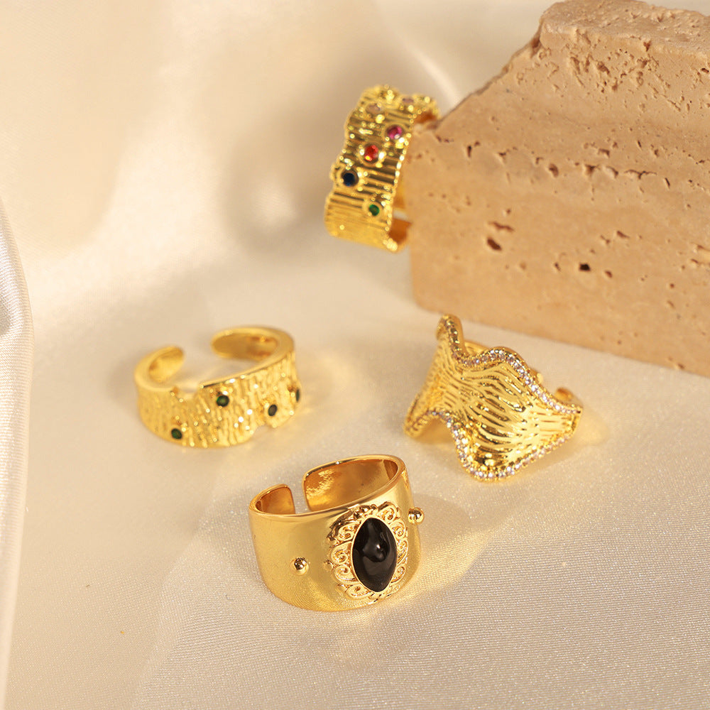 Vintage Style Copper Zirconia Open Ring Secondary image