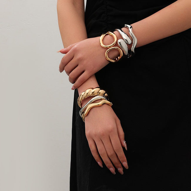 Wide Openwork Coil Metal Cuff Bracelet Main image