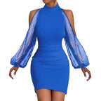 Women’s Cocktail Glitter Sparkly Sequin Spaghetti Strap Nightclub Formal Evening Prom Dress BLUE / S