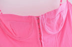 Sexy Deep V neck Striped Women’s 2024 New Waist Lace up Ruffle Edge Skinny Mini Dress
