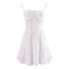 Sexy Deep V neck Striped Women’s 2024 New Waist Lace up Ruffle Edge Skinny Mini Dress creamy white / S