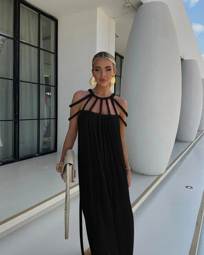 Summer Elegant Off Shoulder Lace Up Backless Maxi Dress