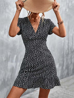 Summer Short Boho V Neck Floral Party Bohemian Flower Mini A Line Dress