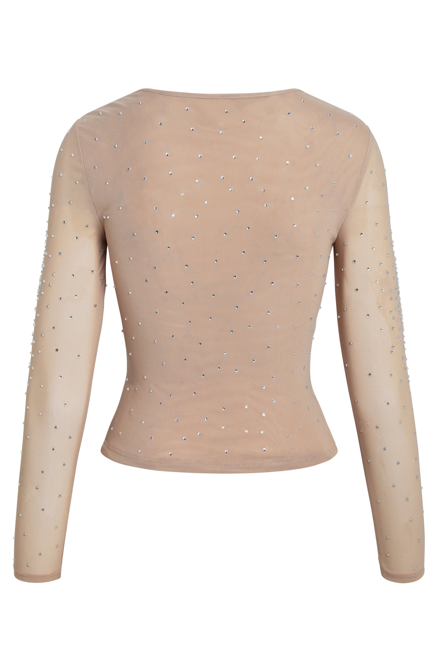 Solaria Crystal Graceful Embellished Mesh Top