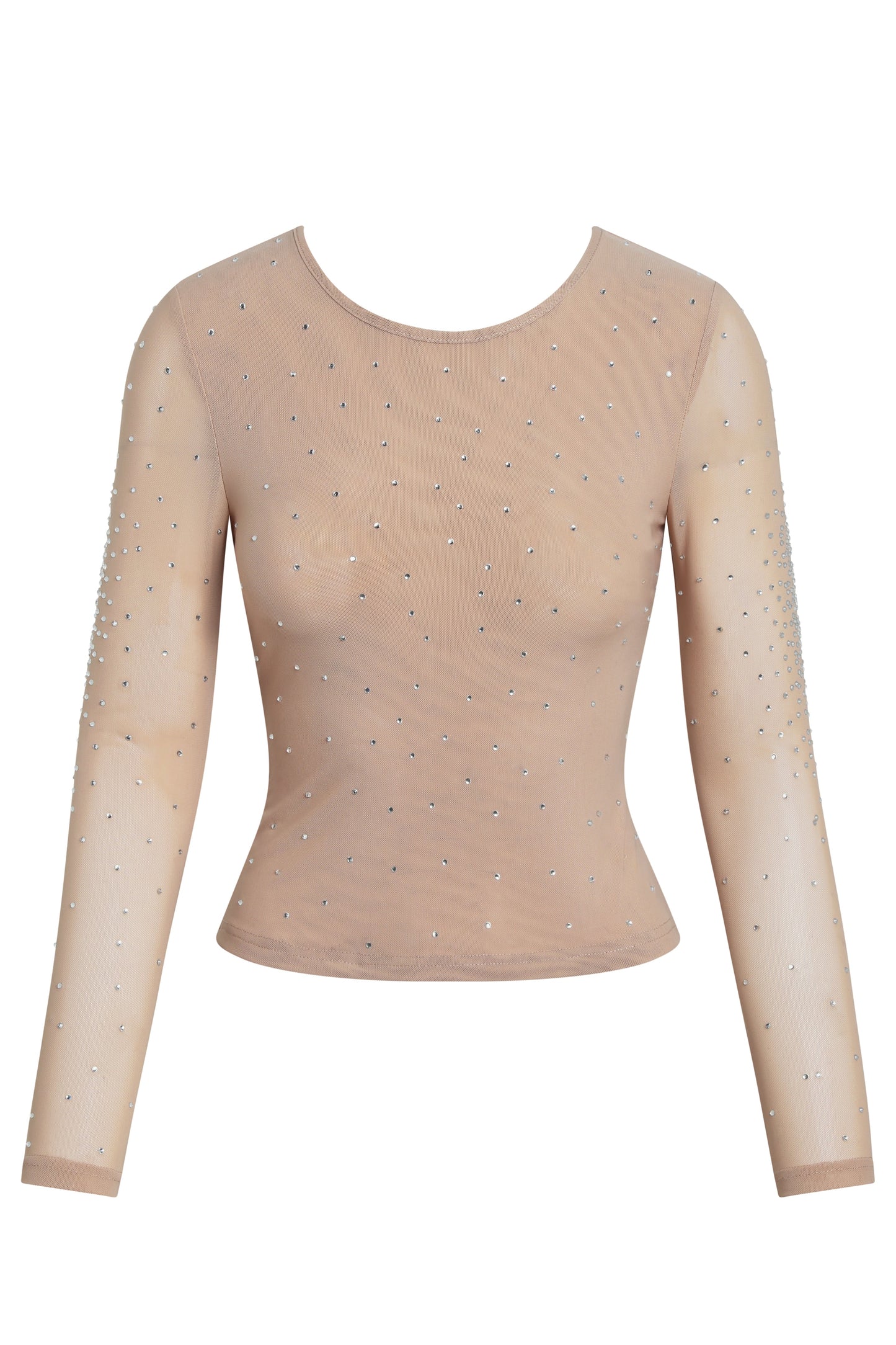 Solaria Crystal Graceful Embellished Mesh Top