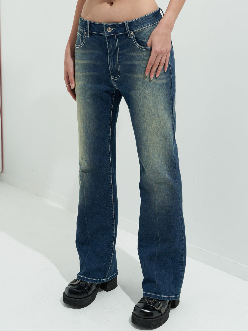 Rhinestone Chrome Hearts Flare Leg Jeans Flare Jeans