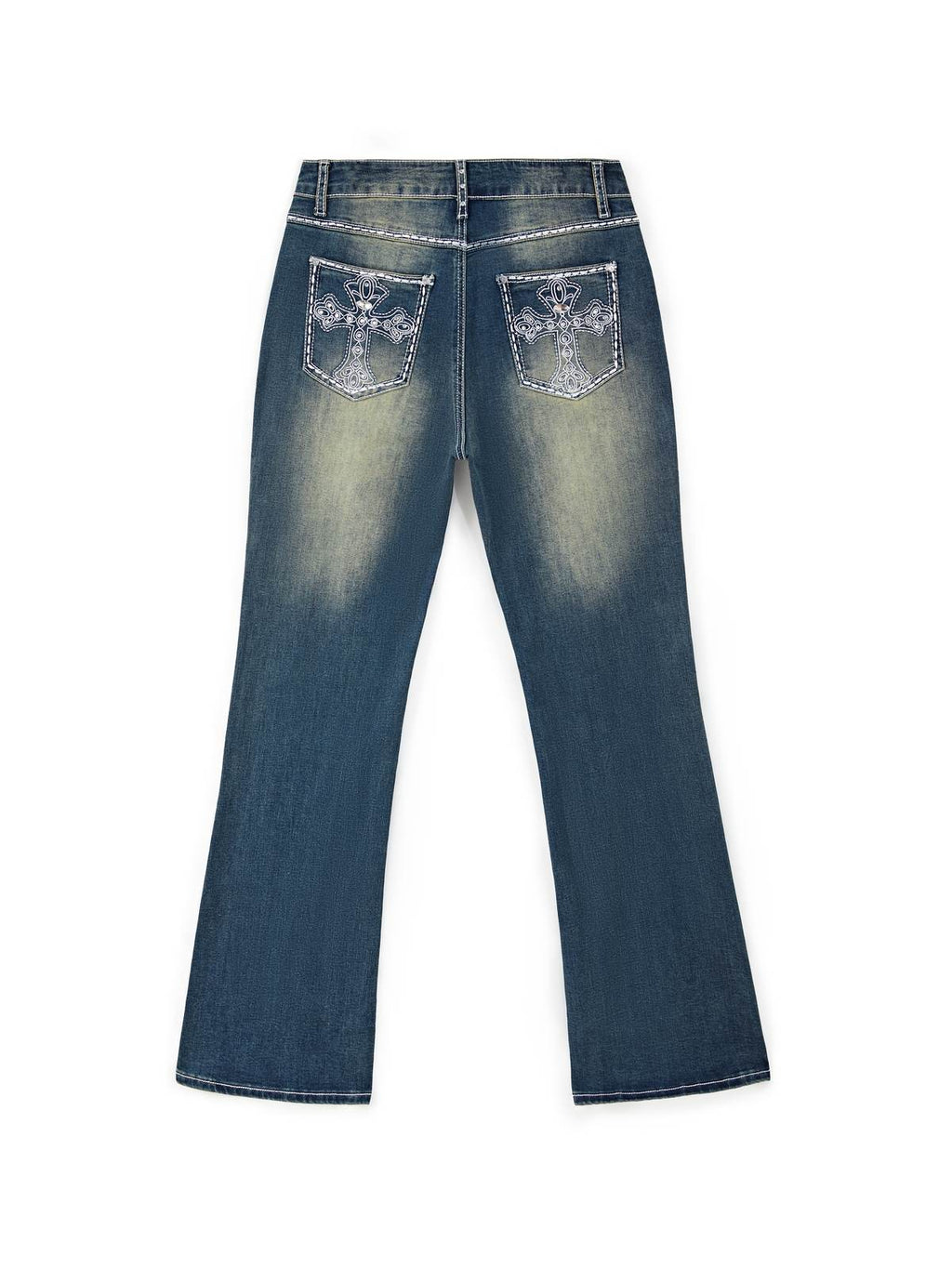 Rhinestone Chrome Hearts Flare Leg Jeans Flare Jeans