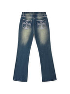 Rhinestone Chrome Hearts Flare Leg Jeans Flare Jeans