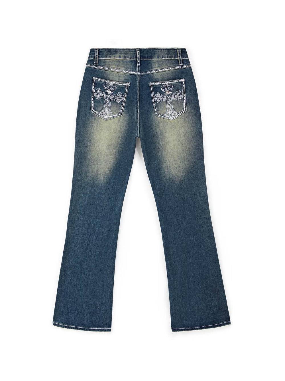 Rhinestone Chrome Hearts Flare Leg Jeans Flare Jeans