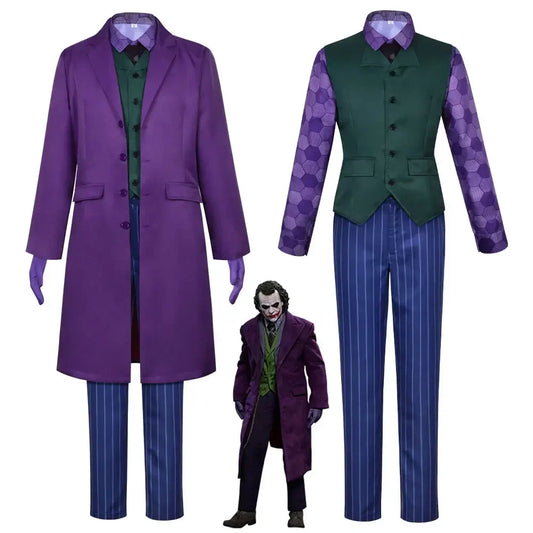 Adult Halloween Clown Heath Ledger Dark Joker Suit Cosplay Costume