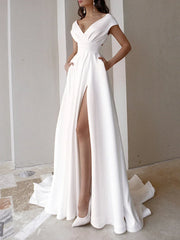 V neck Ruffled Evening Long High Waist Elegant Party 2024 New Sexy Irregular Graduation Prom Dress