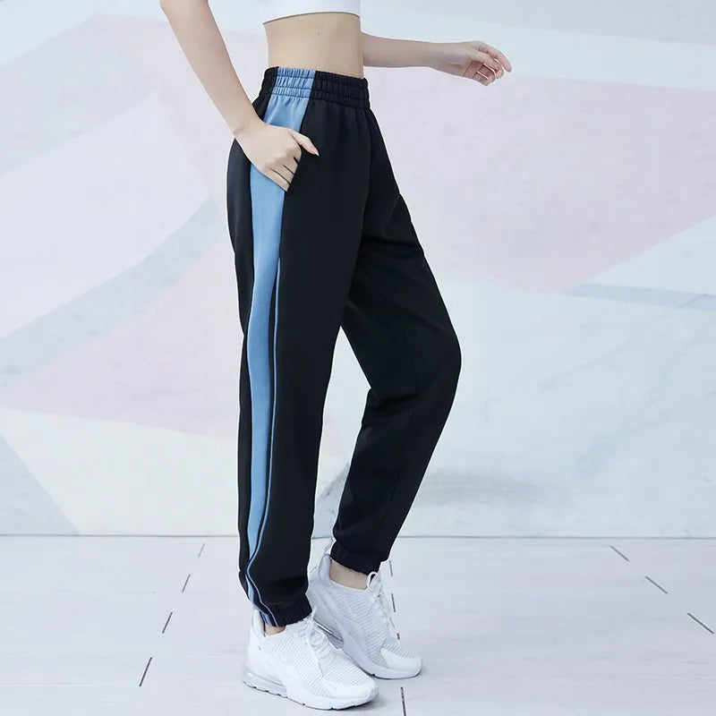 Breathable Quick Dry Pocket Jogging Sweatpants Black with blue / S