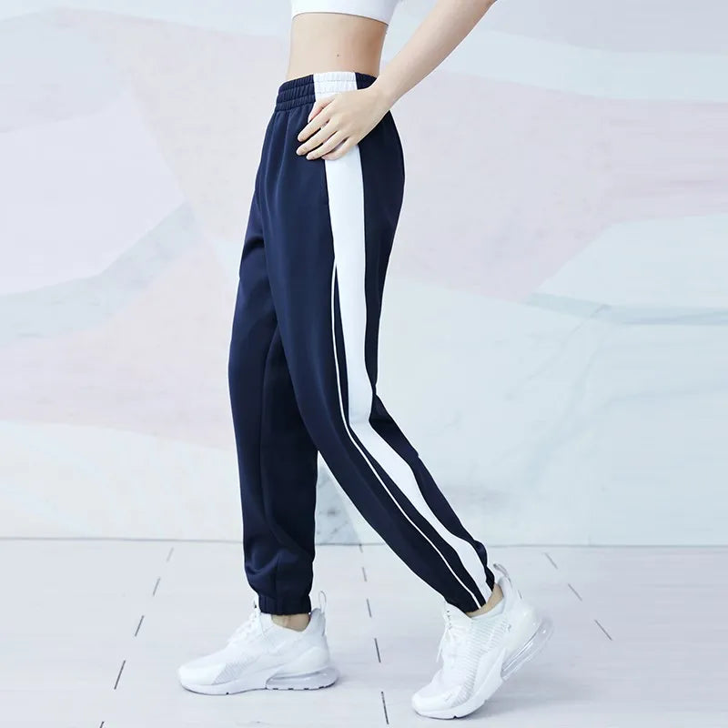 Breathable Quick Dry Pocket Jogging Sweatpants Dark blue with white / S