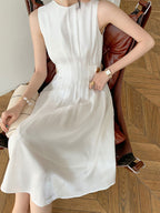 Button Embellished Satin Midi Dress Midi Dresses