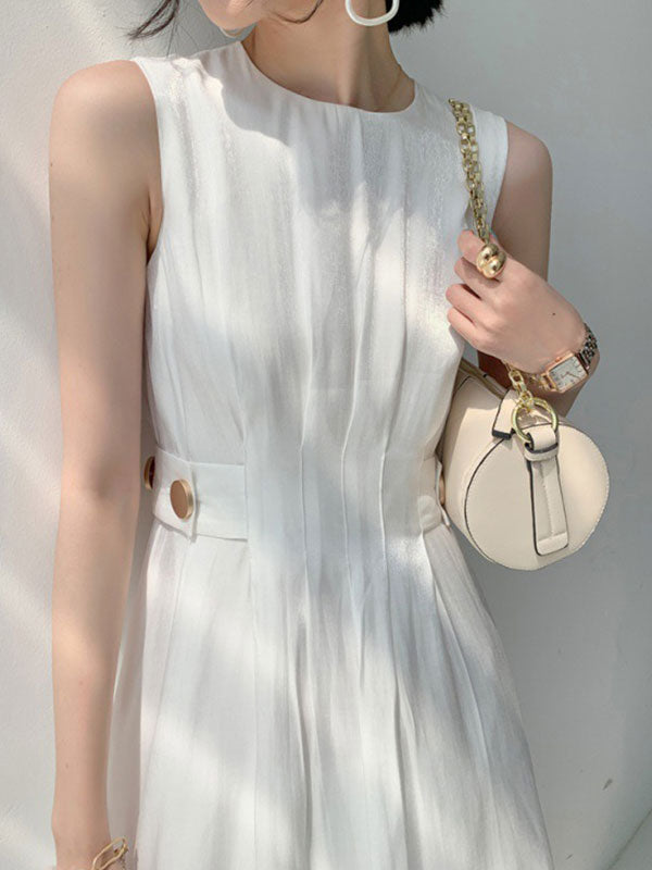 Button Embellished Satin Midi Dress Midi Dresses