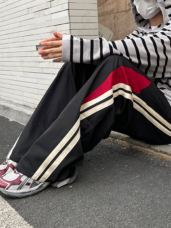 Men’s Panel Striped Loose Sweatpants Wide Leg Pants Main image