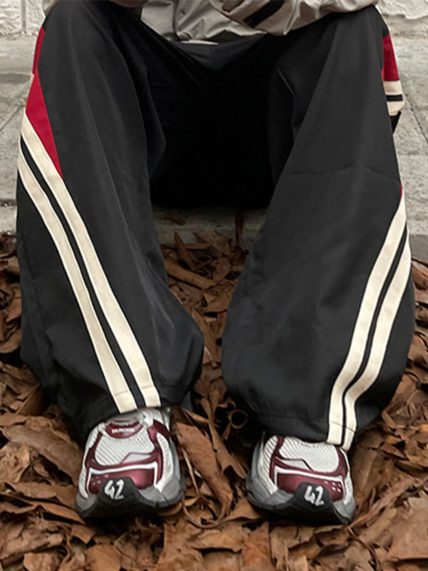 Men’s Panel Striped Loose Sweatpants Wide Leg Pants