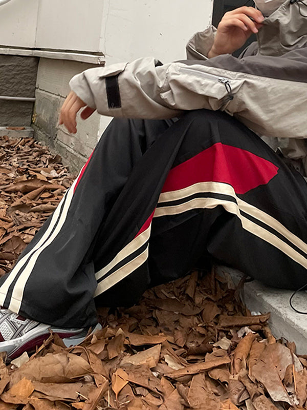 Men’s Panel Striped Loose Sweatpants Wide Leg Pants